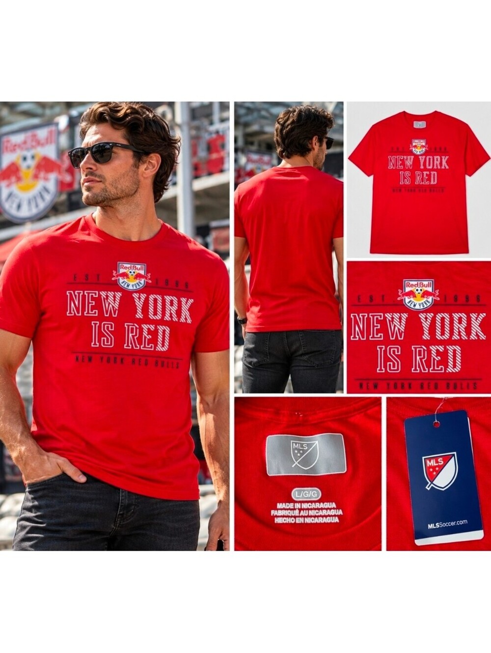 New York Red Bulls MLS New York Is Red Graphic T-Shirt Red Men’s Large NWT